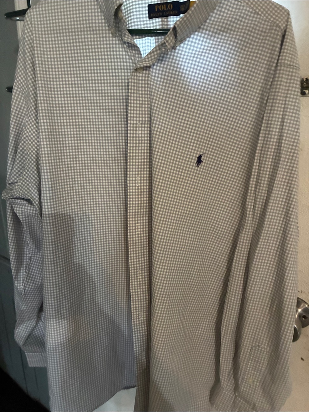 Polo by Ralph Lauren Men's Blue and White Gingham Button-Down Shirt